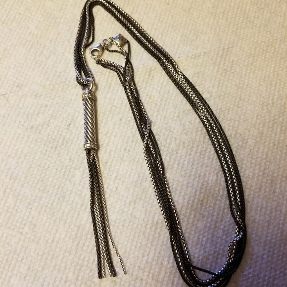David Yurman tassel necklace in black and silver - Picture 1 of 8